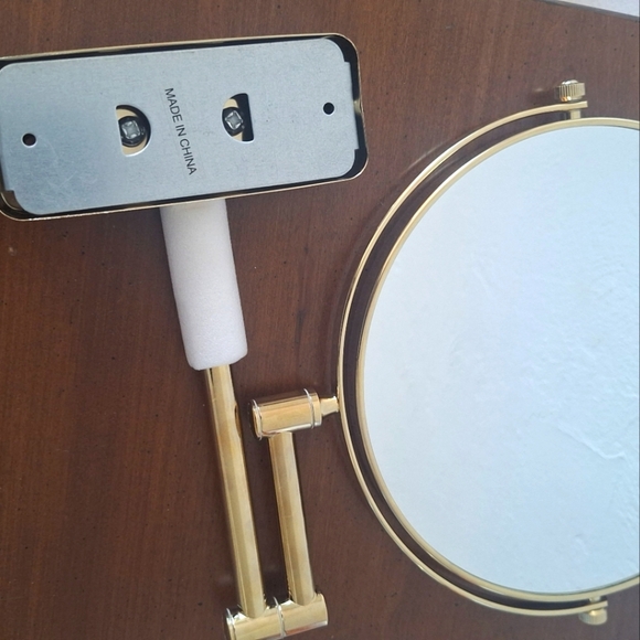 Wall Mounted Makeup Gold Mirrors 8 Inch Brass Double Sided With Magnifying - Picture 10 of 12
